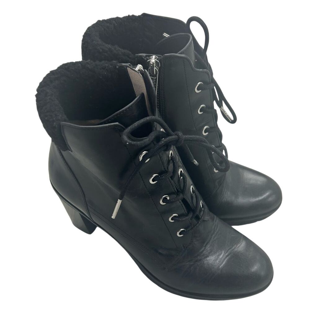 Michael Kors Women’s Black Leather Lace-Up Ankle Boots Size 11M
